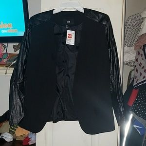 Black blazer w/ faux leather sleeves